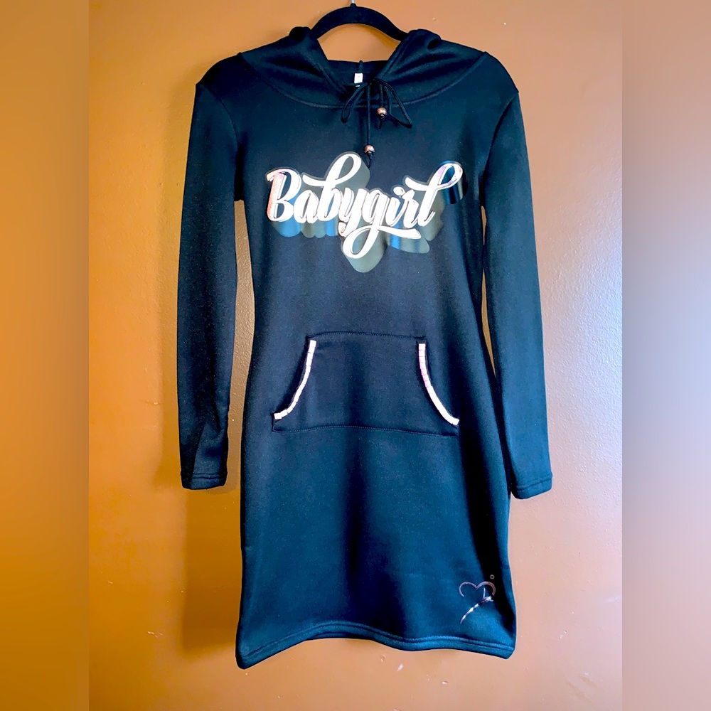 Babygirl Self Made Babe Blk Hoodie Dress